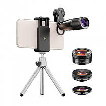 Набір об'єктивів для смартфона телефона 22х (4 в 1) + трипод APL-22X105, фото 5