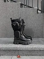 Женские ботинки Prada Boots Zip Pocket Black High