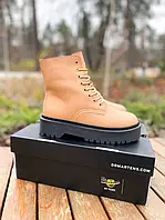 Женские ботинки Dr.Martens Jadon Black/Beige Premium ""Хутро""