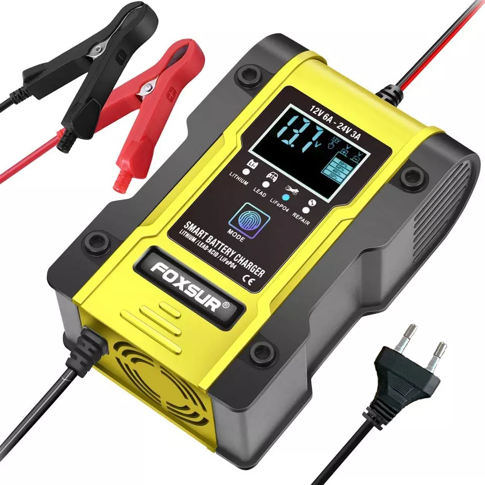 Зарядний пристрій для автомобільного акумулятора Foxsur 12 V 6 A / 24 V 3 A