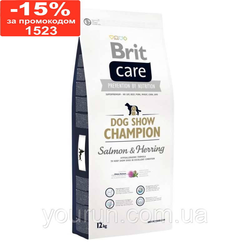 Brit Care (Брит Кеа) Adult Dog Show Champion для підтримки виставкових собак у формі лосось/рис 12кг