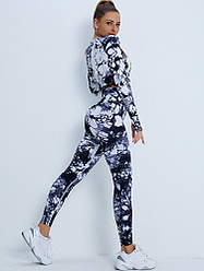 Комплект двійка: лосини з ефектом пуш-ап та рашгард з вирізом під палець S, Тай-Дай Білий