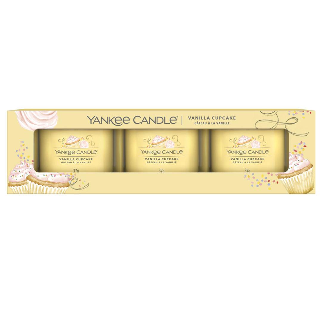 Свічки ароматичні соєві у склі "Ванільний кекс" YANKEE CANDLE 3 шт
