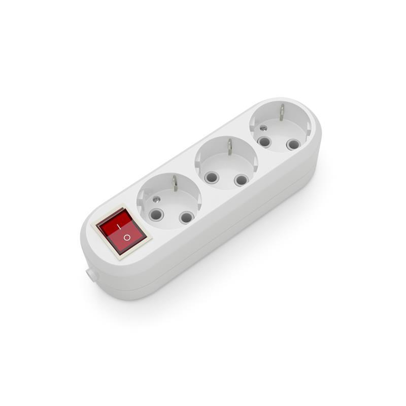 Розетковий блок Electrum 3 гнізда із заземленням і вимикачем C-SM-1779, фото 1