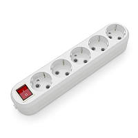 Розетковий блок Electrum 5 гнізд із заземленням і вимикачем C-SM-1781