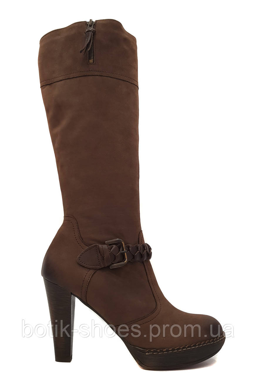 Женские кожаные сапоги демисезонные на высоком каблуке модные стильные красивые польша 40 размер Kati 5341 - фото 2 - id-p142581094