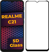 5D стекло Realme C21 (Защитное Full Glue) Black (Реалми С21)