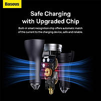 Зарядний пристрій у прикурювач 65W Baseus Golden Contactor Pro Triple 2xType-C/USB сірий (CGJP010013), фото 4