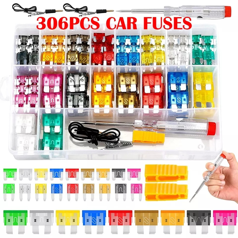 Набір запобіжників AUTO FUSE 306 шт. в органайзері (знімач, пробник у комплекті)