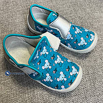 Дитячі балетки з коттону бірюзового кольору, фото 4