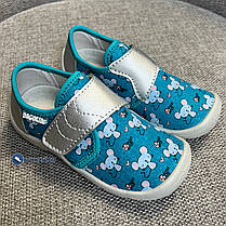 Дитячі балетки з коттону бірюзового кольору, фото 5