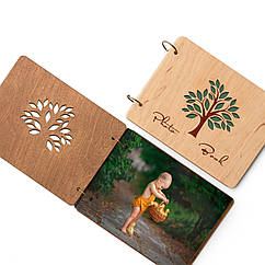 Фотоальбом дерев'яний | Фотобук дерев'яний з вашими фото | Альбом для фото.  "дерево з листям"