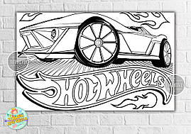 Плакат - Розмальовка "Хот Вілс /Hot Wheels" 120х75 см