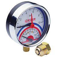Термоманометр з клапаном ∅ 1/2 Koer (Чехія)