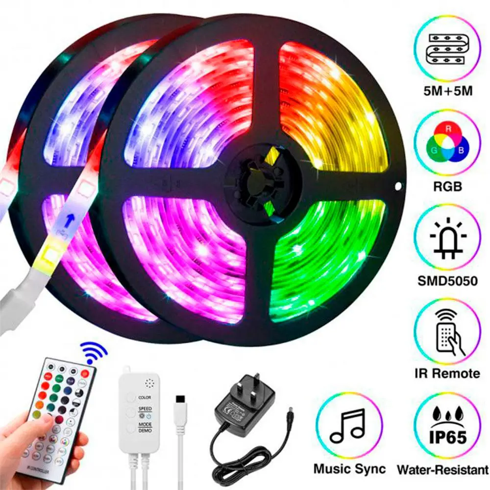 Комплект світлодіодної стрічки 3528 RGB в силіконі 5 м з пультом, фото 1