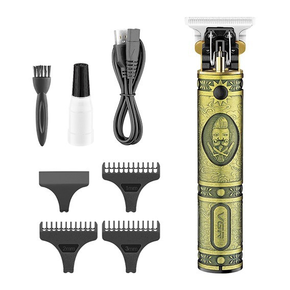 Машина для стрижки волосся професійна триммер для бороди VGR V-085 металева Gold, фото 1