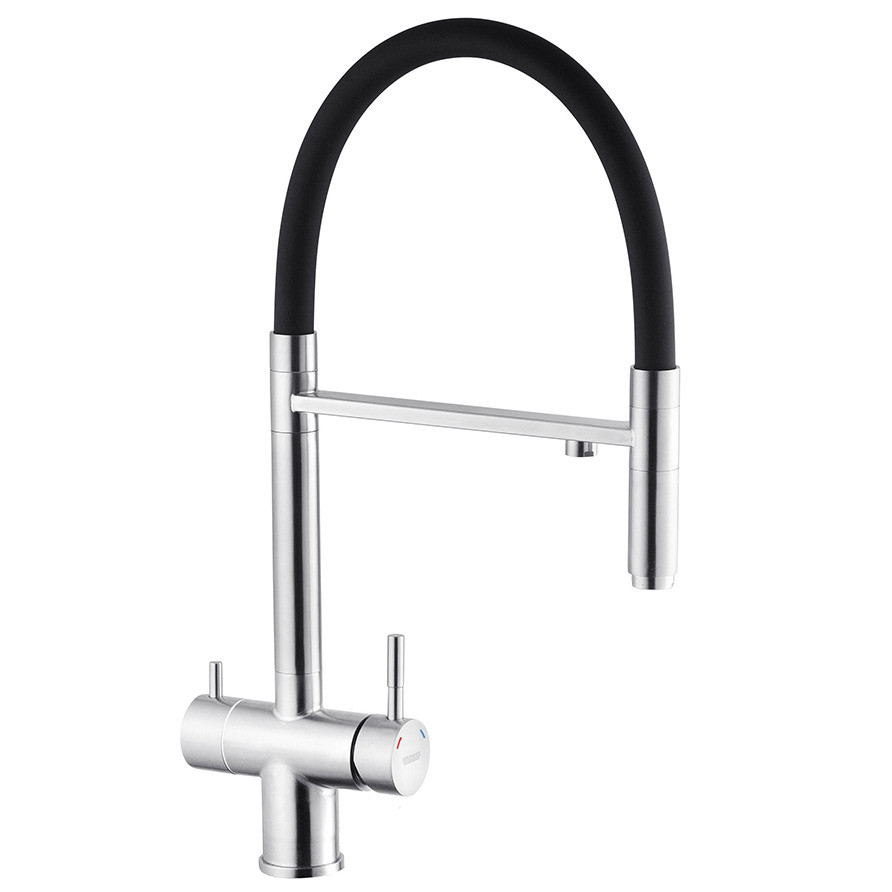 Змішувач для кухні на дві води KRONER Edelstahl Klassisch-ESG03815BLK CV027933 чорний сталь 159231, фото 1