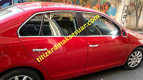 Верхня окантовка скла (нерж) Volkswagen Jetta 2006-2011 рр. AUC Накладки на двері Фольксваген Джетта