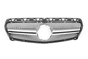 Передня решітка AMG Silver (2012-2015) Mercedes A-сlass W176 2012-2018 рр. AUC Тюнінг решітки Мерседес-Бенц