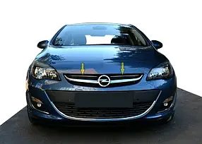 Накладки на передню решітку (нерж) Opel Astra J 2010 ⁇  рр. AUC Накладки на решітку Опель Астра Дж
