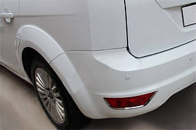 Накладки заднього рефлектора (2 шт., неірж) Ford Focus II 2008-2011 рр. AUC Накладки на задній бампер Форд Фокус