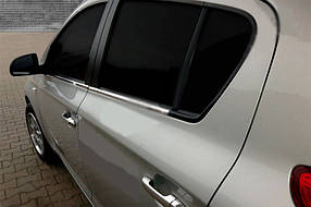 Нижні молдинги скла (6 шт., неірж) Hyundai I-20 2008-2012 рр. AUC Накладки на двері Хюндай Ай 20
