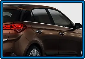 Нижні молдинги скла (6 шт., неірж) Hyundai I-20 2014-2020 рр. AUC Накладки на двері Хюндай Ай 20