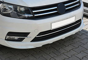 Накладки на бампер (3 шт., неірж) Volkswagen Caddy 2015 ⁇  рр. AUC Захисні (хром) накладки на бампер Фольксваген