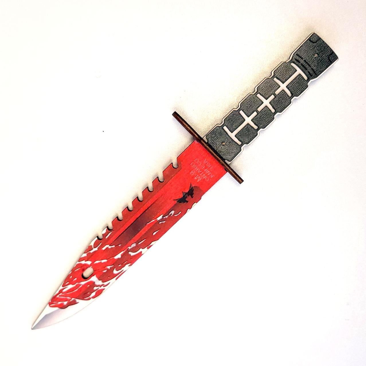 Дерев'яний ніж-іграшка "М-9 BAYONET BLUE BLOOD" Блакитна кров з STANDOFF 2, іграшкова зброя