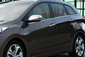 Накладки на дзеркала з вирізом під поворот (2 шт., неірж) Hyundai Elantra 2011-2015 рр. AUC Накладки на дзеркала
