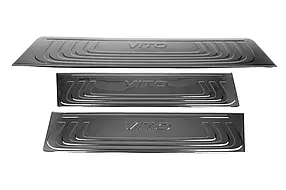 Mercedes Vito 2014+ Накладки на пороги чорний хроми (3 накладки) AUC Накладки на пороги Мерседес Бенц Віто