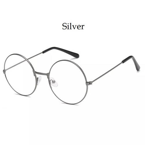 Очки прозрачные имиджевые круглые нулевки в серебряной оправе (ID ...