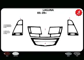 Renault Laguna 2007 ⁇  Накладки на панель (Meric, Туреччина) алюміній AUC Накладки на панель Рено Лагуна