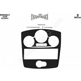 Renault Clio 3 Накладки на панель (2005-2008) Карбон AUC Накладки на панель Рено Кліо 3