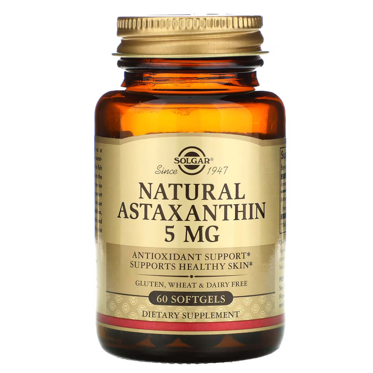 Натуральный Астаксантин / Astaxanthin, Solgar, 5 Мг, 60 Гелевых Капсул ...