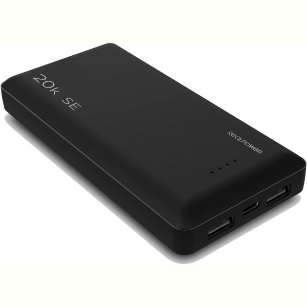 Універсальна мобільна батарея RealPower PB-20k SE Powerbank 20000 mAh Black (PB-20k)