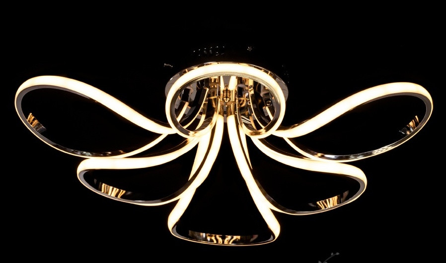 Красива світлодіодна люстра з димером для зали, спальні, кухні LED 105W, фото 1