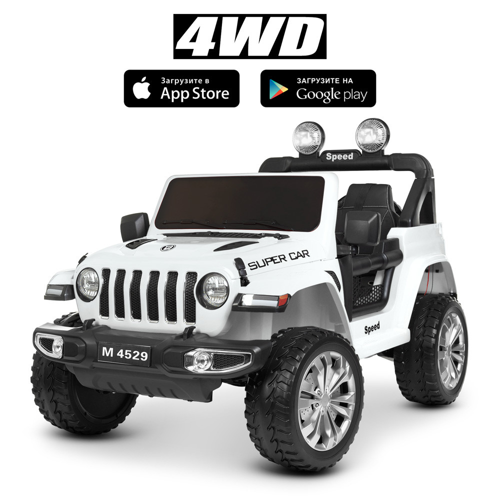 Електромобіль двомісний Джип Jeep M 4529, Білий