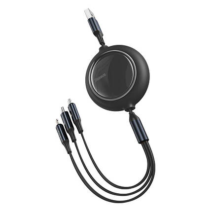 Кабель 3 в 1 Baseus Bright Mirror CAMLT-MJ01 з USB на Lightning, Micro USB, Type-C 3.5A, 1.2 м, чорний, фото 1