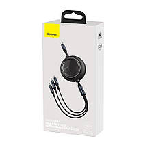 Кабель 3 в 1 Baseus Bright Mirror CAMLT-MJ01 з USB на Lightning, Micro USB, Type-C 3.5A, 1.2 м, чорний, фото 5