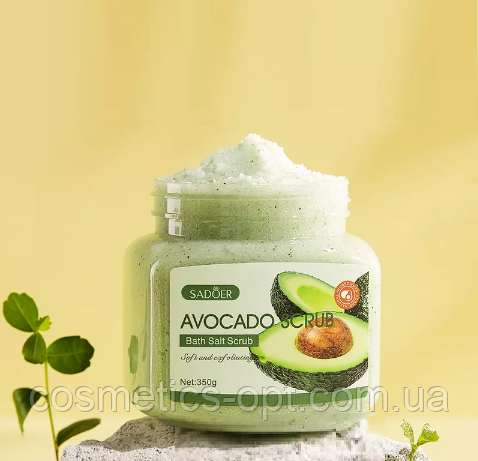 Поживний скраб для тіла з маслом авокадо Sadoer Bath Salt Avocado Scrub, 350 g
