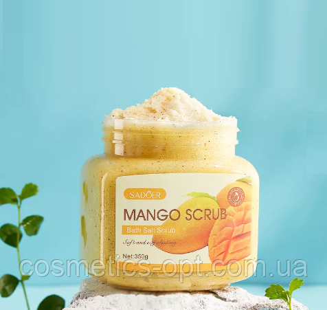 Поживний скраб для тіла з екстрактом манго Sadoer Bath Salt Mango Scrub, 350 g