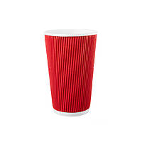 Стакан Гофрований “U” (Ripple) 450мл ЄВРО - Червоний (20шт.), 24уп./ящ. (кр-90)