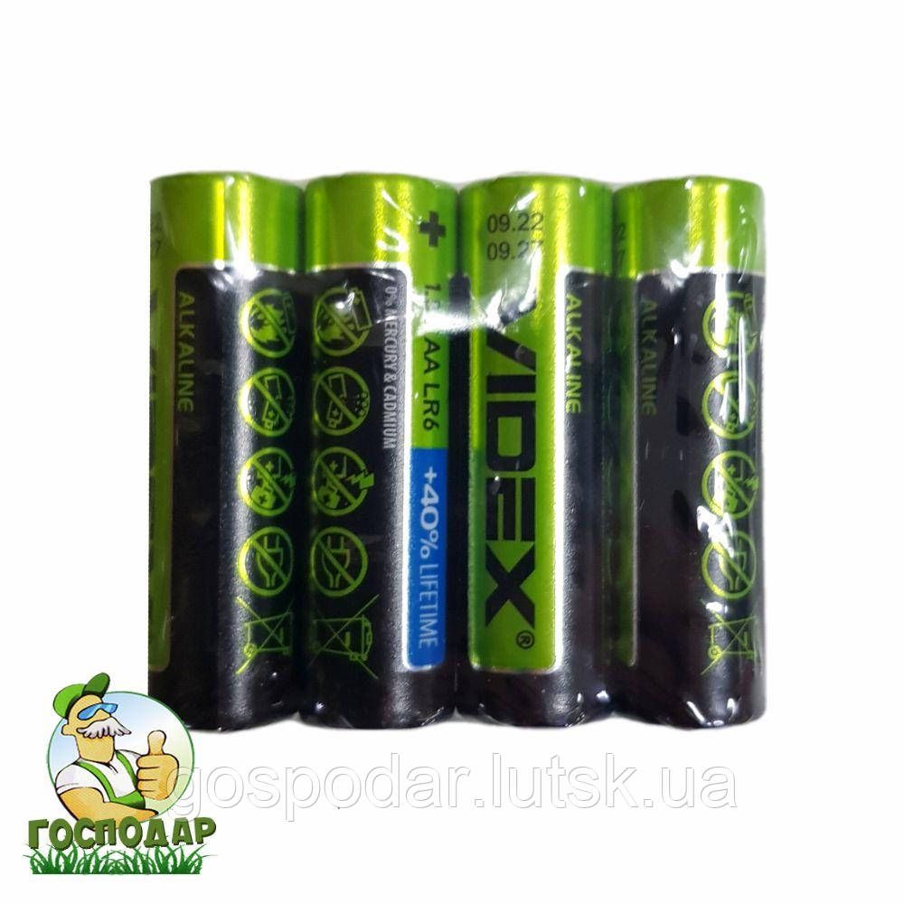 Батарейка Videx LR6 AA 1.5V пальчикова, комплект з 4 штук в блістері, фото 1