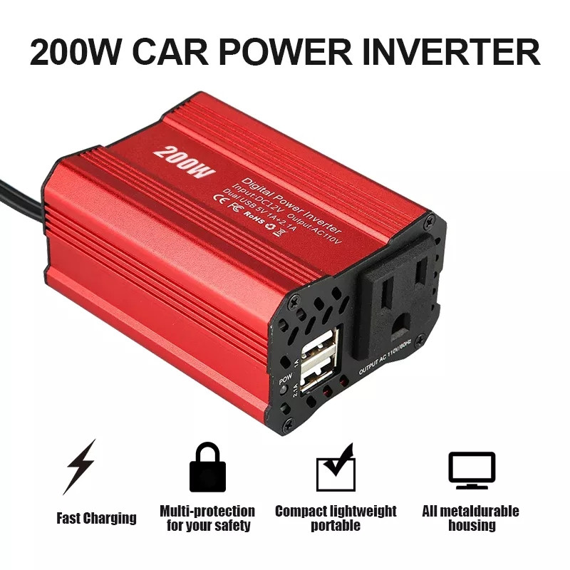 Перетворювач інвертор Power inverter DDRADON 200 W DC 12 V AC220`v DUAL USB (12 В 220 В)