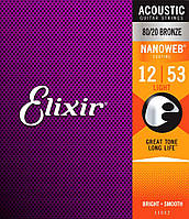 Струны Elixir 11052 NANOWEB 80/20 Bronze 12-53 Light