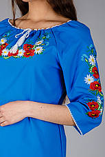 Жіноча вишита сукня синього кольору з візерунком, фото 2
