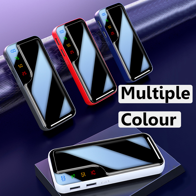 Power bank Зовнішній акумулятор Портативна зарядка 2USB+LED ліхтар Різні кольори
