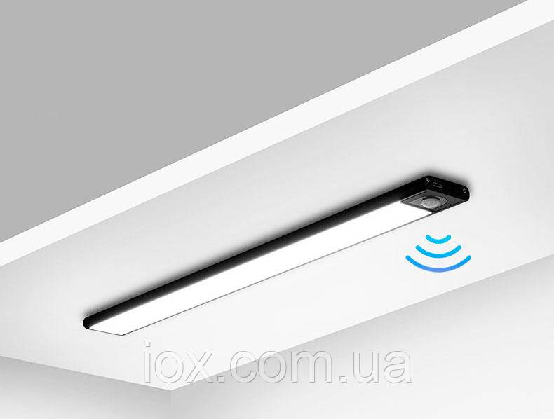 Лампа Нічник із датчиком руху, акумулятор, USB, світлодіодний, ультратонкий, чорний 30 см