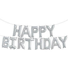 Повітряні кулі "Happy Birthday" висота - 40 см, набір - 13 шт., колір - срібло